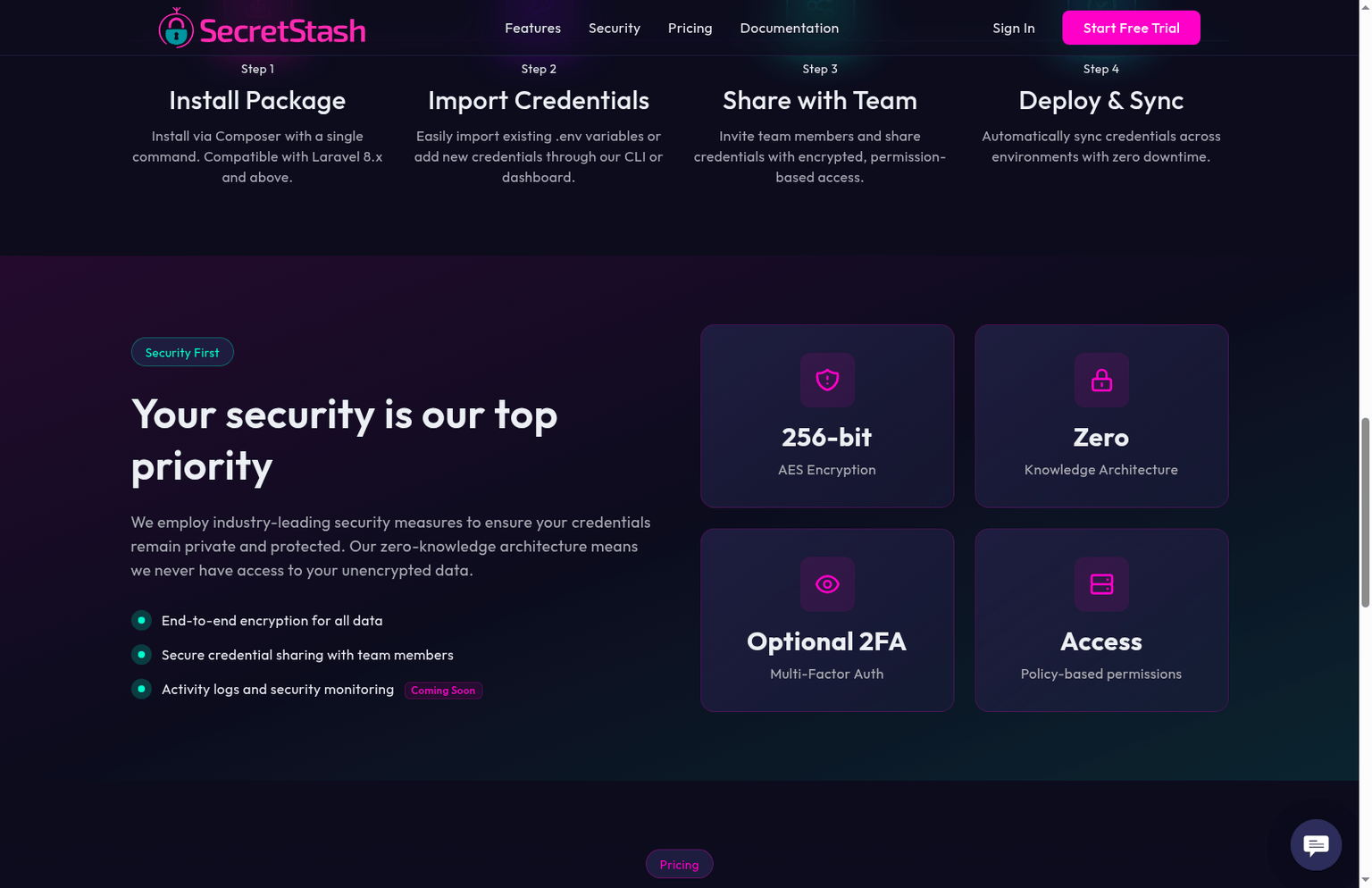 SecretStash security features